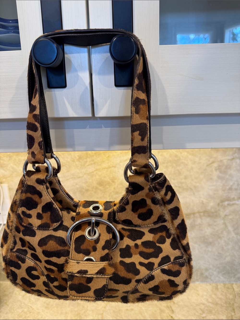 Prada faux leopard-Print Shoulder Bag in Brown and Black